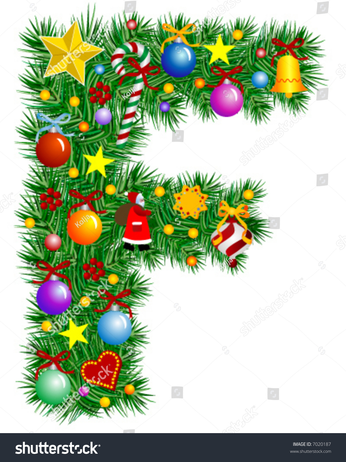 Letter F Christmas Tree Decoration Alphabet Stock Vector (Royalty for Christmas Alphabet Letter F