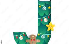 Letter J Alphabet Font Cute Merry Christmas Concept Gingerbread intended for Christmas Alphabet Letter J
