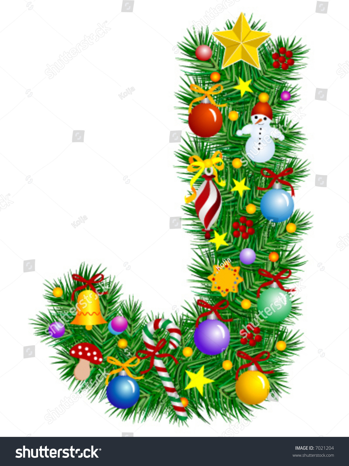 Letter J Christmas Tree Decoration Alphabet Stock Vector (Royalty regarding Christmas Alphabet Letter J