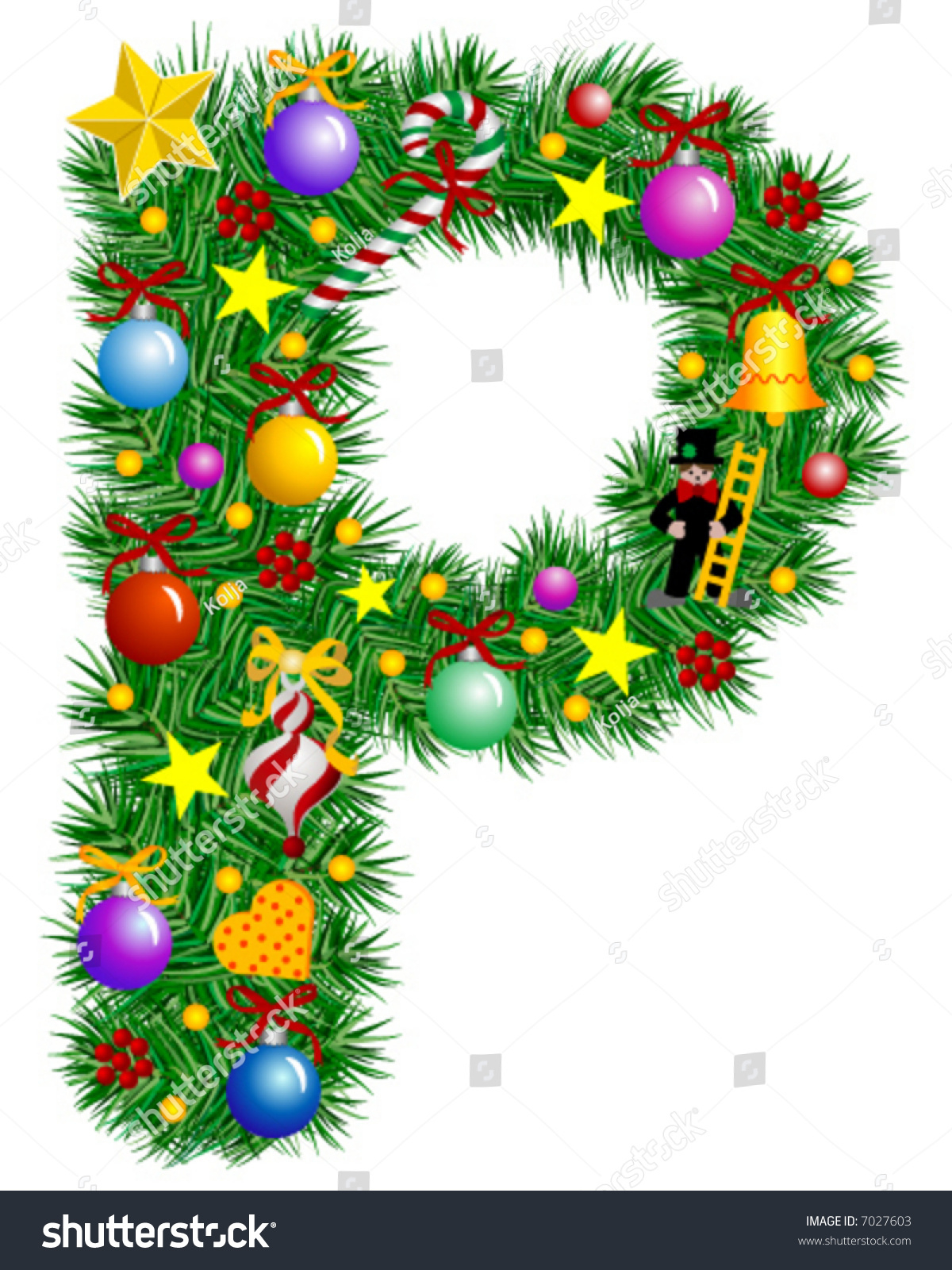 Letter P Christmas Tree Decoration Part Stock Vector (Royalty Free with regard to Christmas Alphabet Letter P