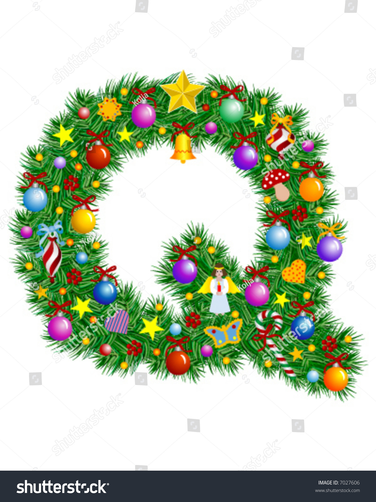 Letter Q Christmas Tree Decoration Alphabet Stock Vector (Royalty in Christmas Alphabet Letter Q