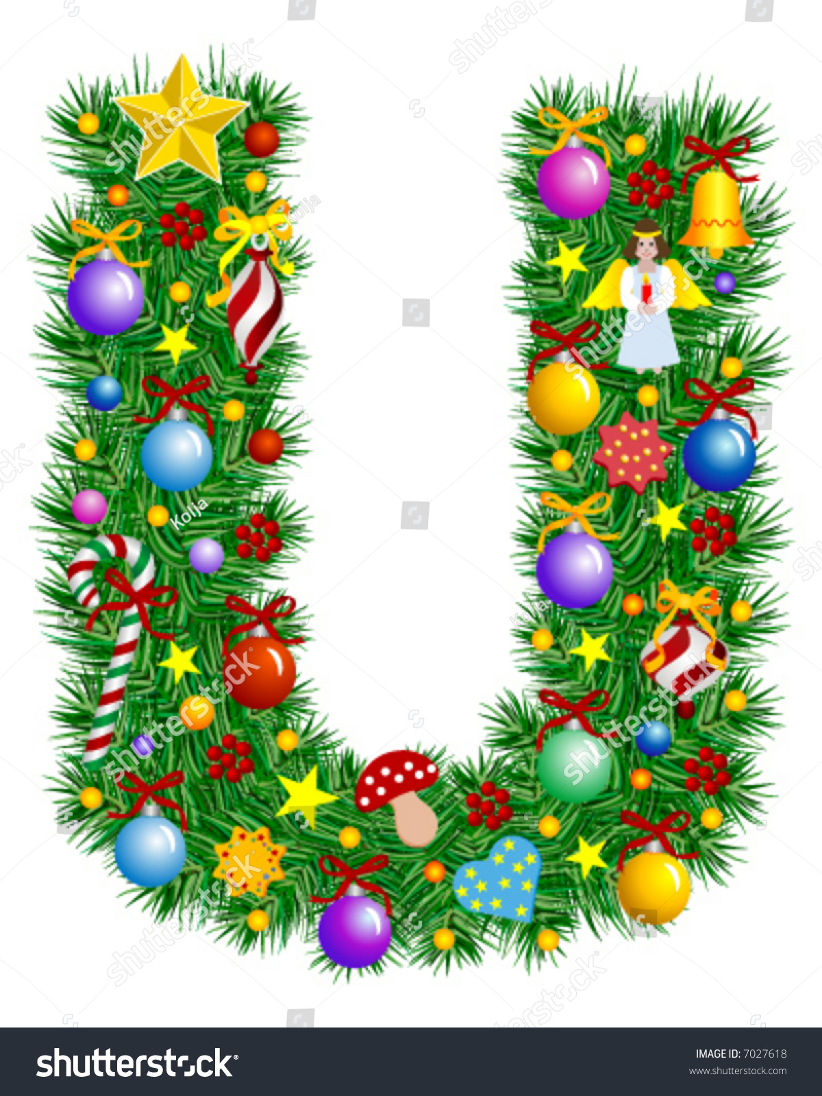 Letter U Christmas Tree Decoration Alphabet Stock Vector (Royalty within Christmas Alphabet Letter U