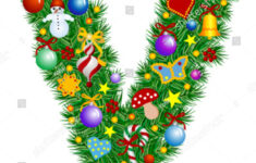 Letter V Christmas Tree Decoration Alphabet Stock Vector (Royalty inside Christmas Alphabet Letter V