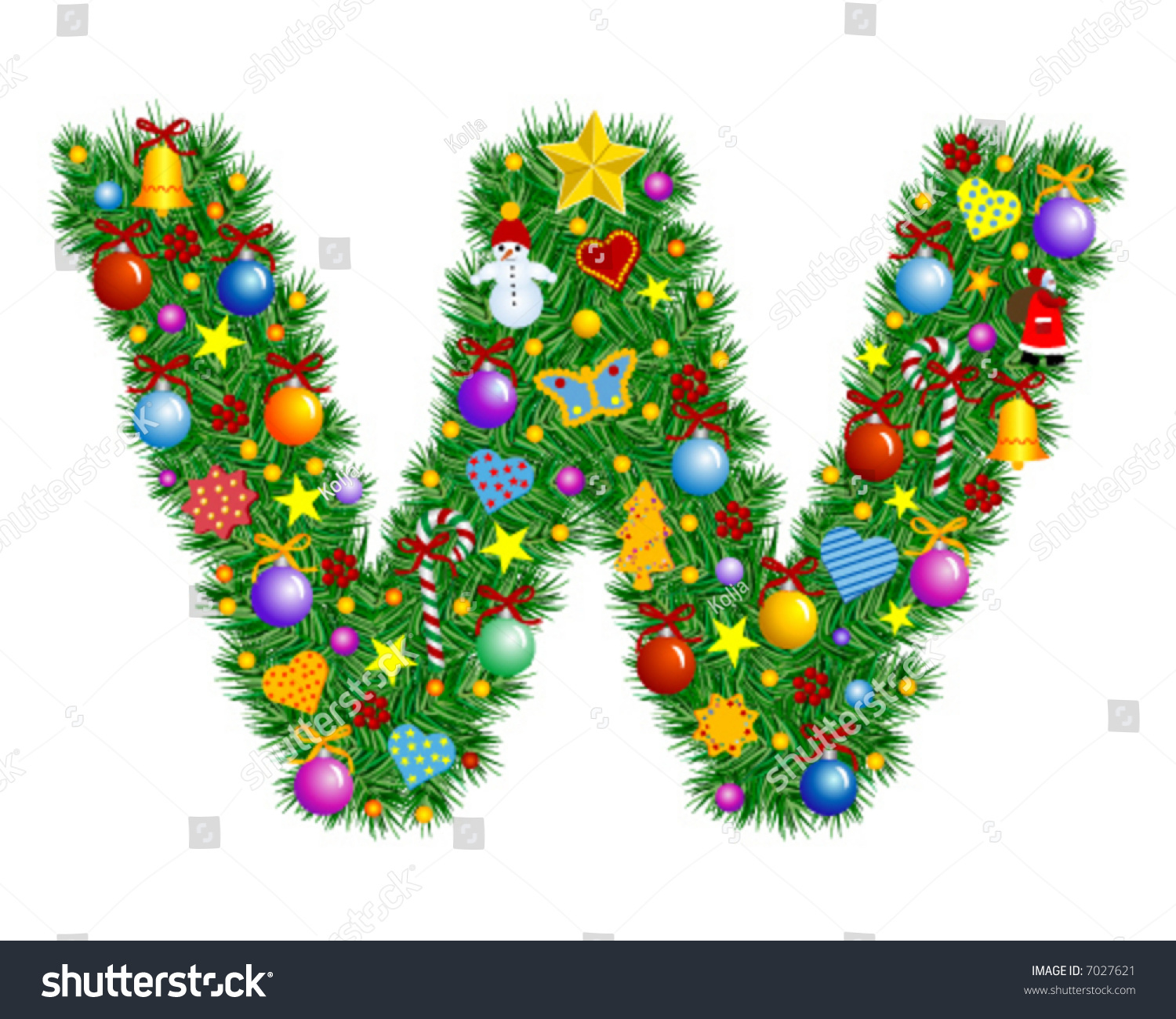 Letter W Christmas Decoration Part Full Stock Vector (Royalty Free in Christmas Alphabet Letter W