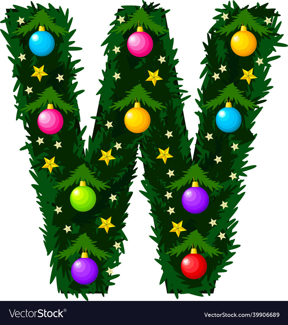 Letter W Font In The Form Of A Christmas Tree Vector Image inside Christmas Alphabet Letter W