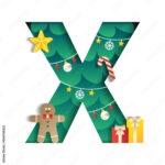 Letter X Alphabet Font Cute Merry Christmas Concept Star Throughout Christmas Alphabet Letter X