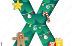Letter X Alphabet Font Cute Merry Christmas Concept Star throughout Christmas Alphabet Letter X