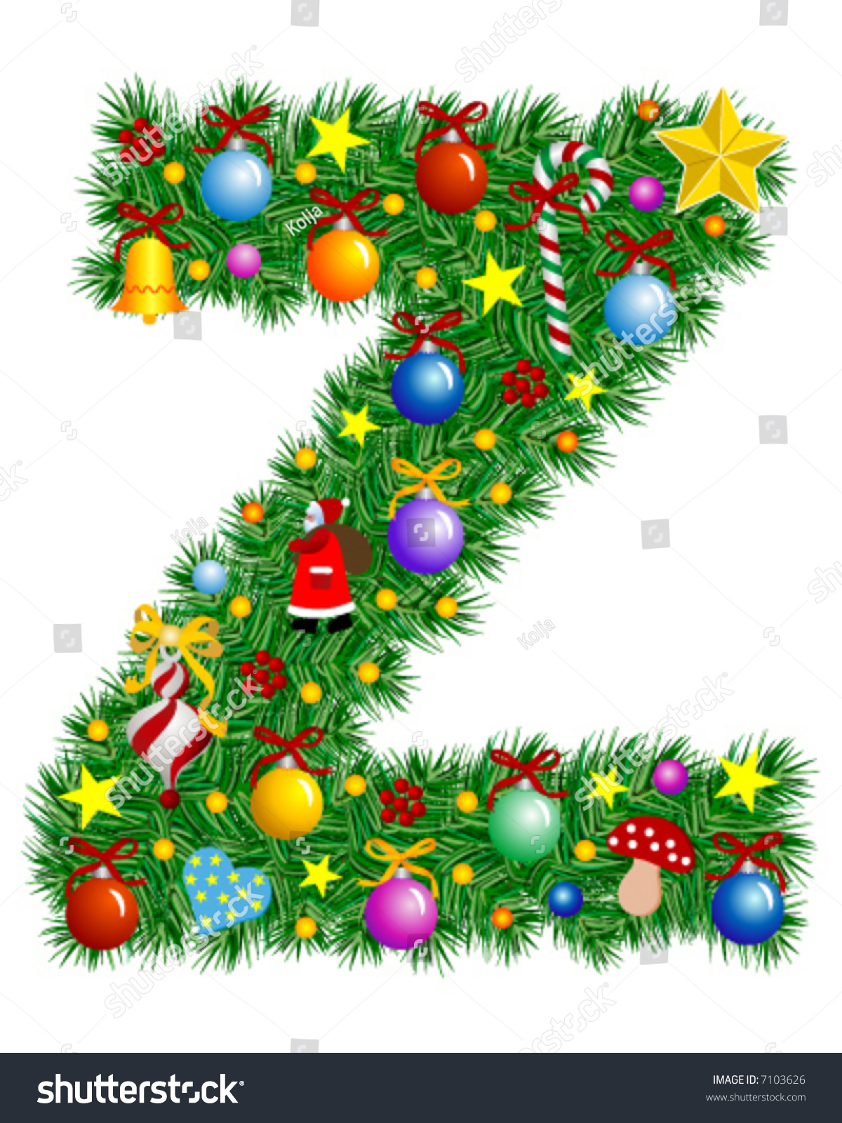 Letter Z Christmas Tree Decoration Alphabet Stock Vector (Royalty throughout Christmas Alphabet Letter Z