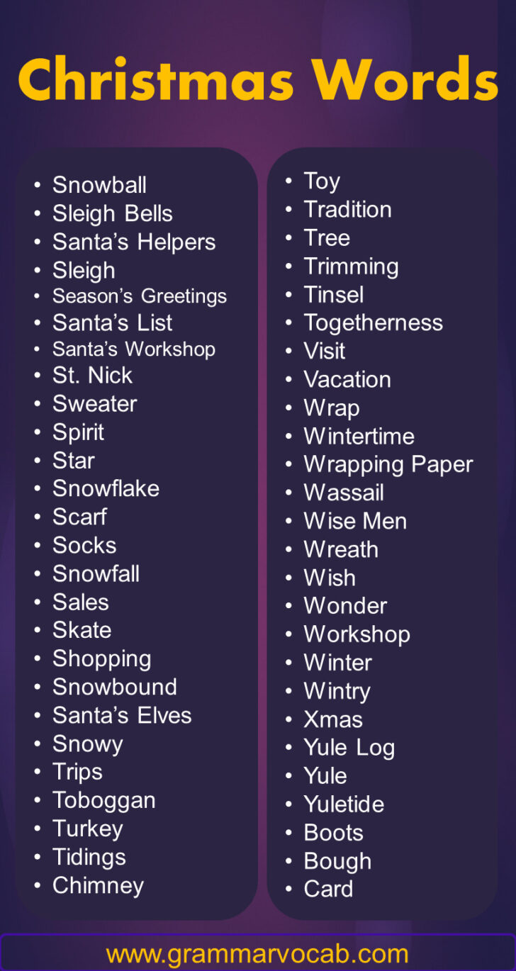 Christmas Words in Alphabetical Order