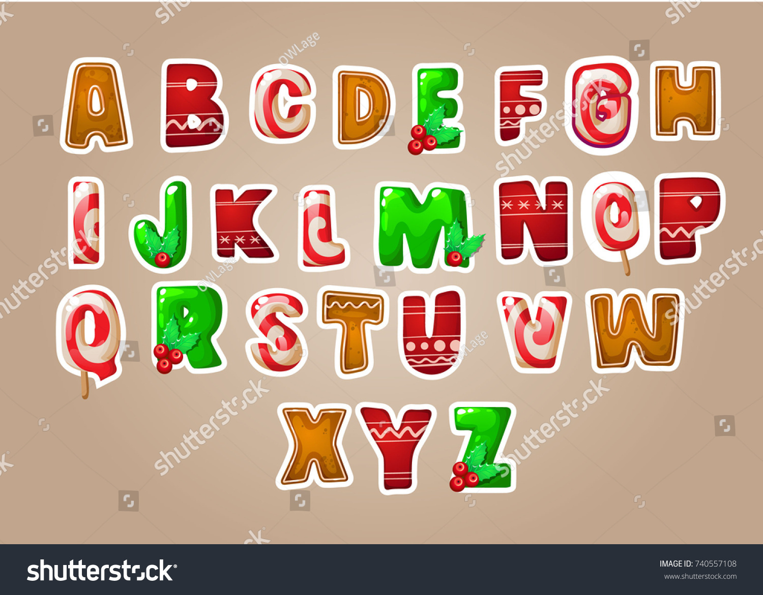 Merry Christmas Alphabet Letters Abc Edible: Stock-Vektorgrafik intended for Alphabet Letters For Christmas