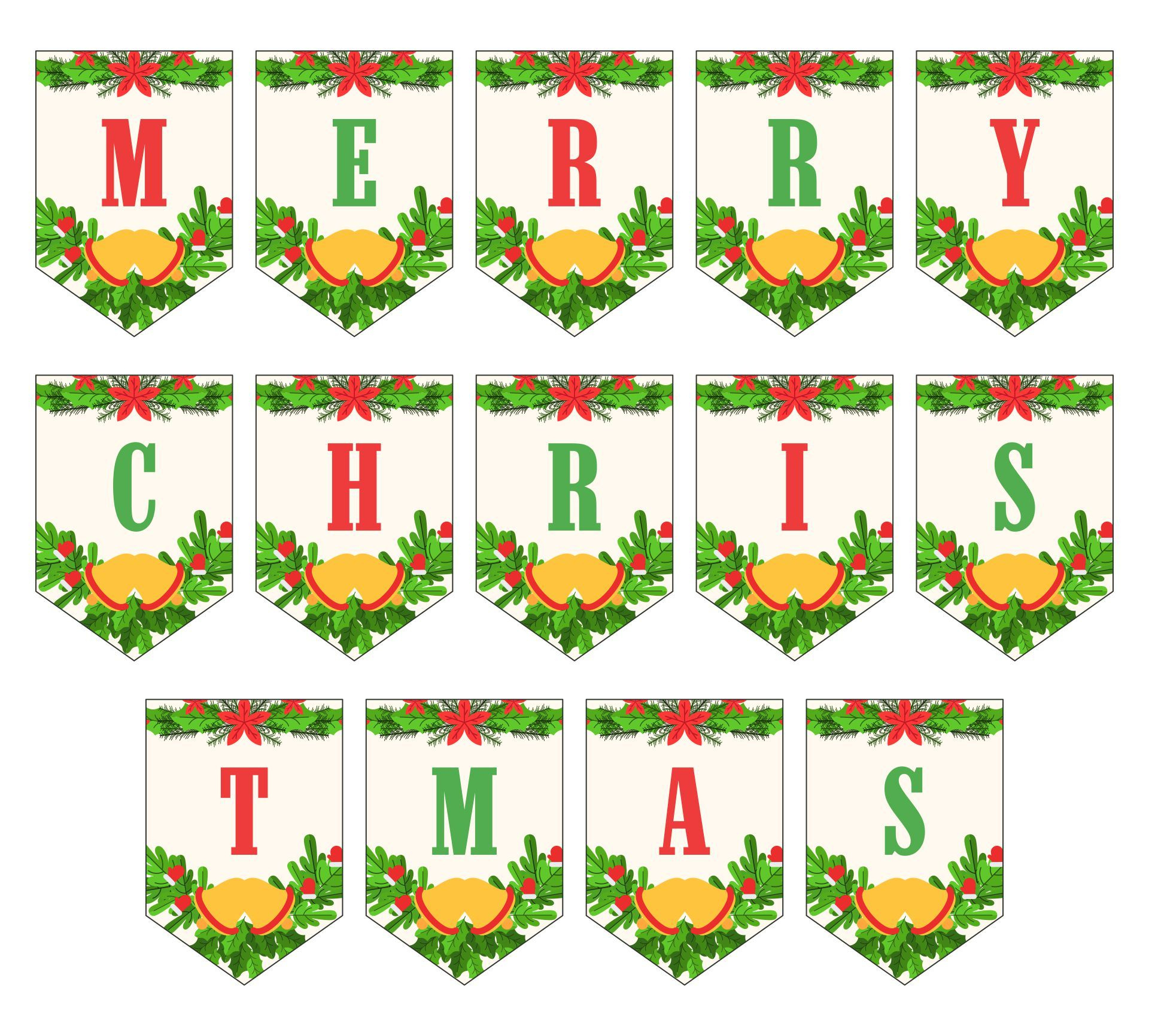 Merry Christmas Lettering - 15 Free Pdf Printables | Printablee inside Christmas Alphabet Letters Free