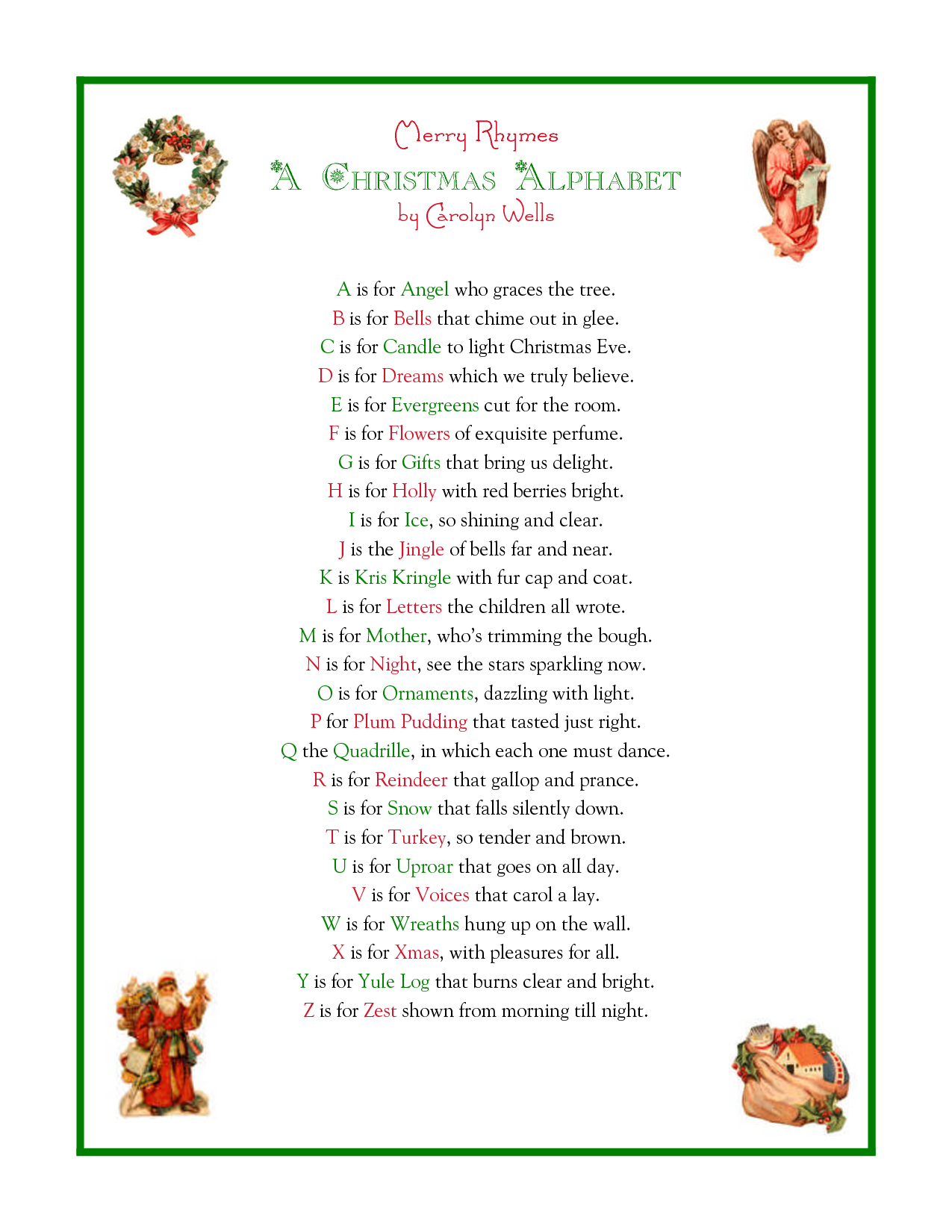 Pin Page for Christmas Alphabet Lyrics