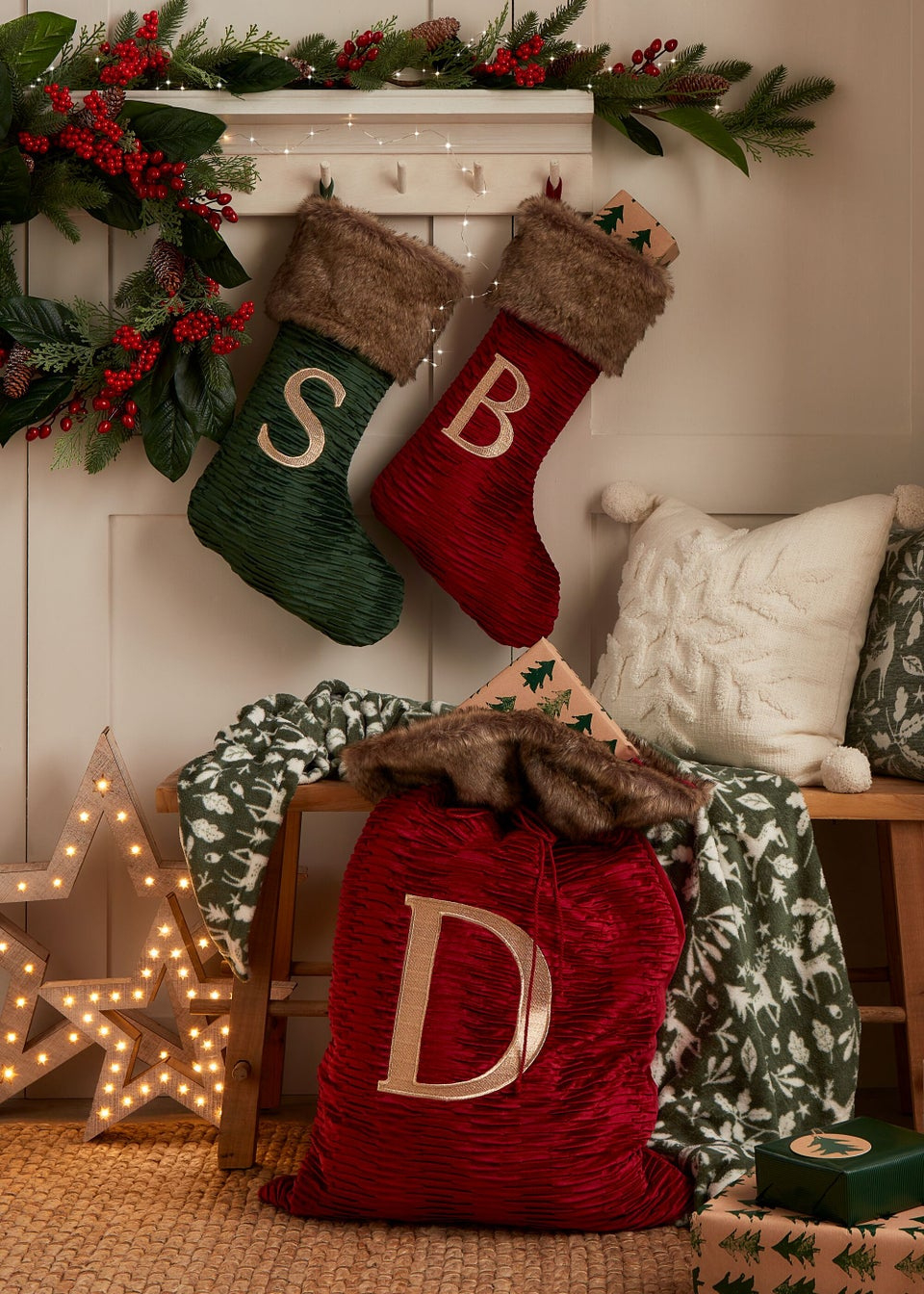 Red Christmas Alphabet Stocking (51Cm X 32Cm) - Matalan intended for Alphabet Stockings Christmas