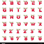 Set Of Letters And Numbers Decorated With Mistletoe. Christmas Inside Christmas Alphabet Clipart