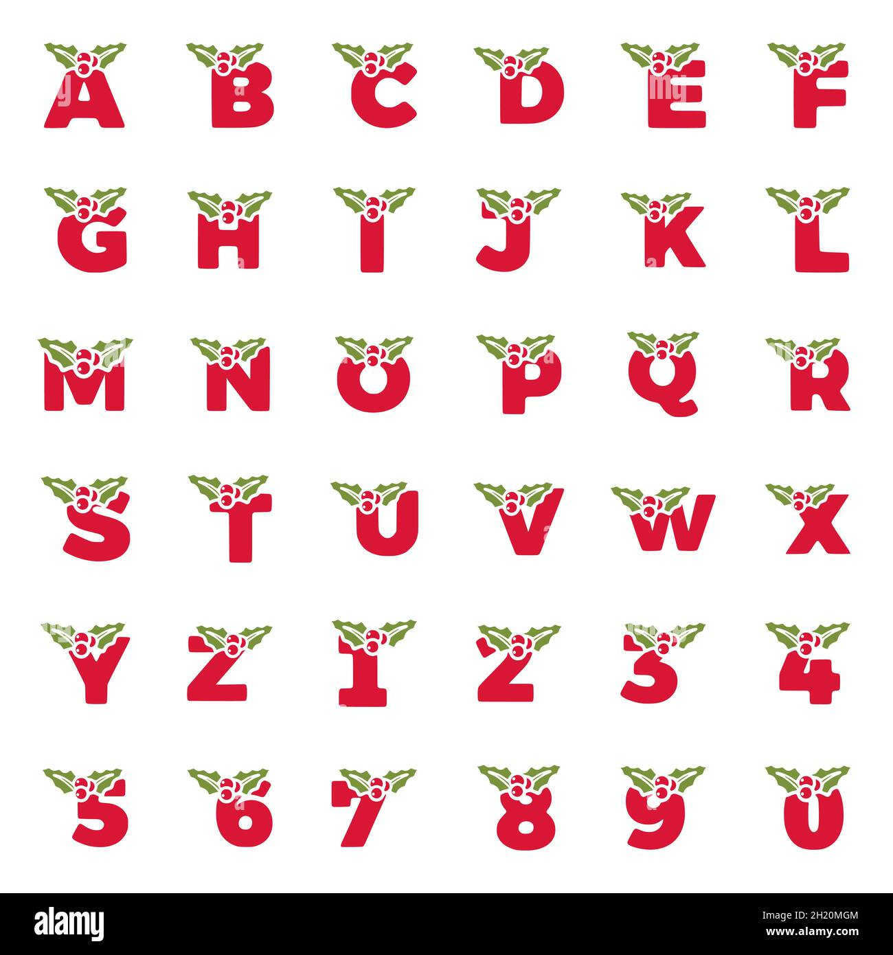 Set Of Letters And Numbers Decorated With Mistletoe. Christmas inside Christmas Alphabet Clipart