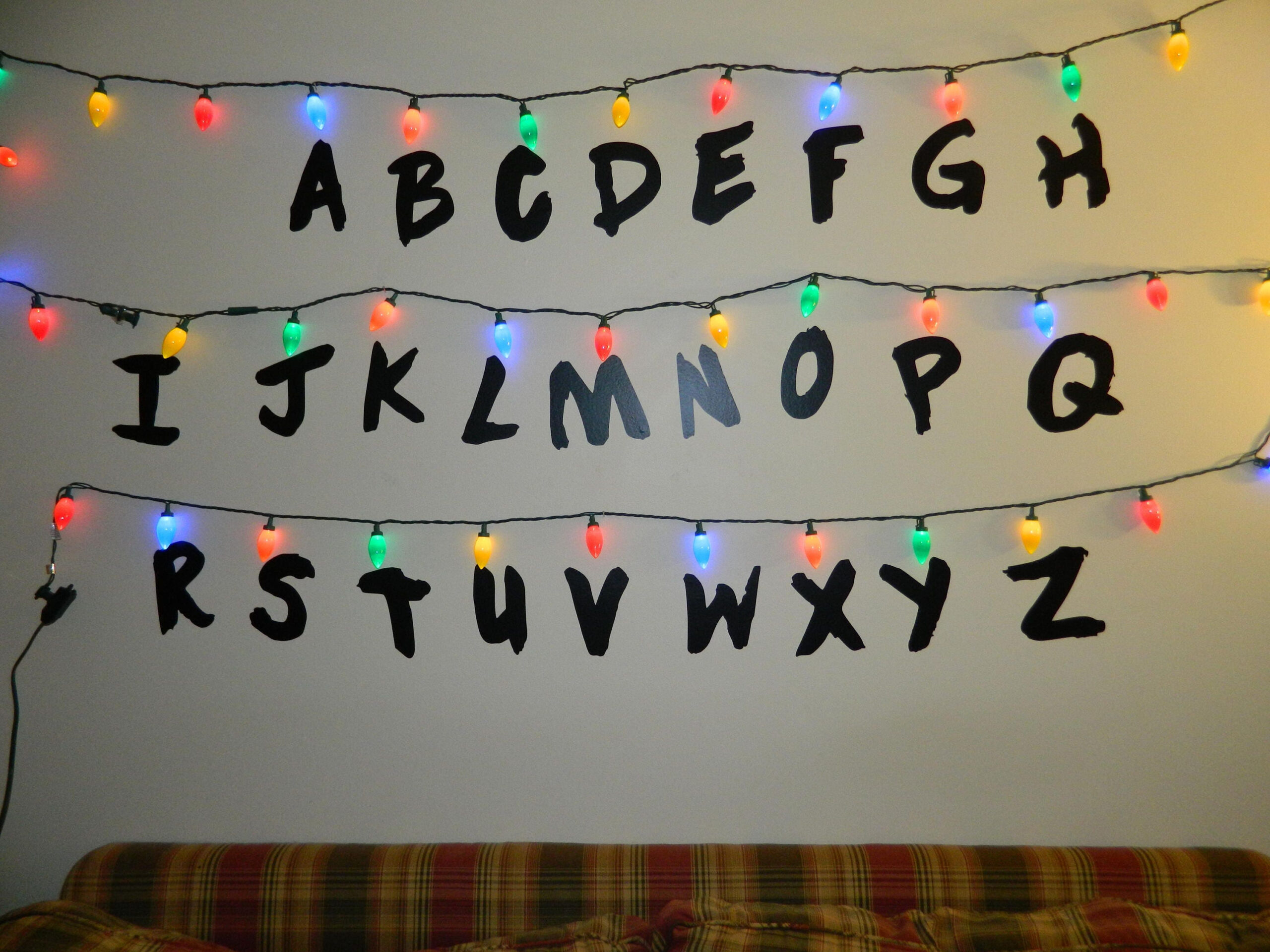 Stranger Alphabet Wall Led Christmas Lights Letters Vinyl pertaining to Alphabet Christmas Lights