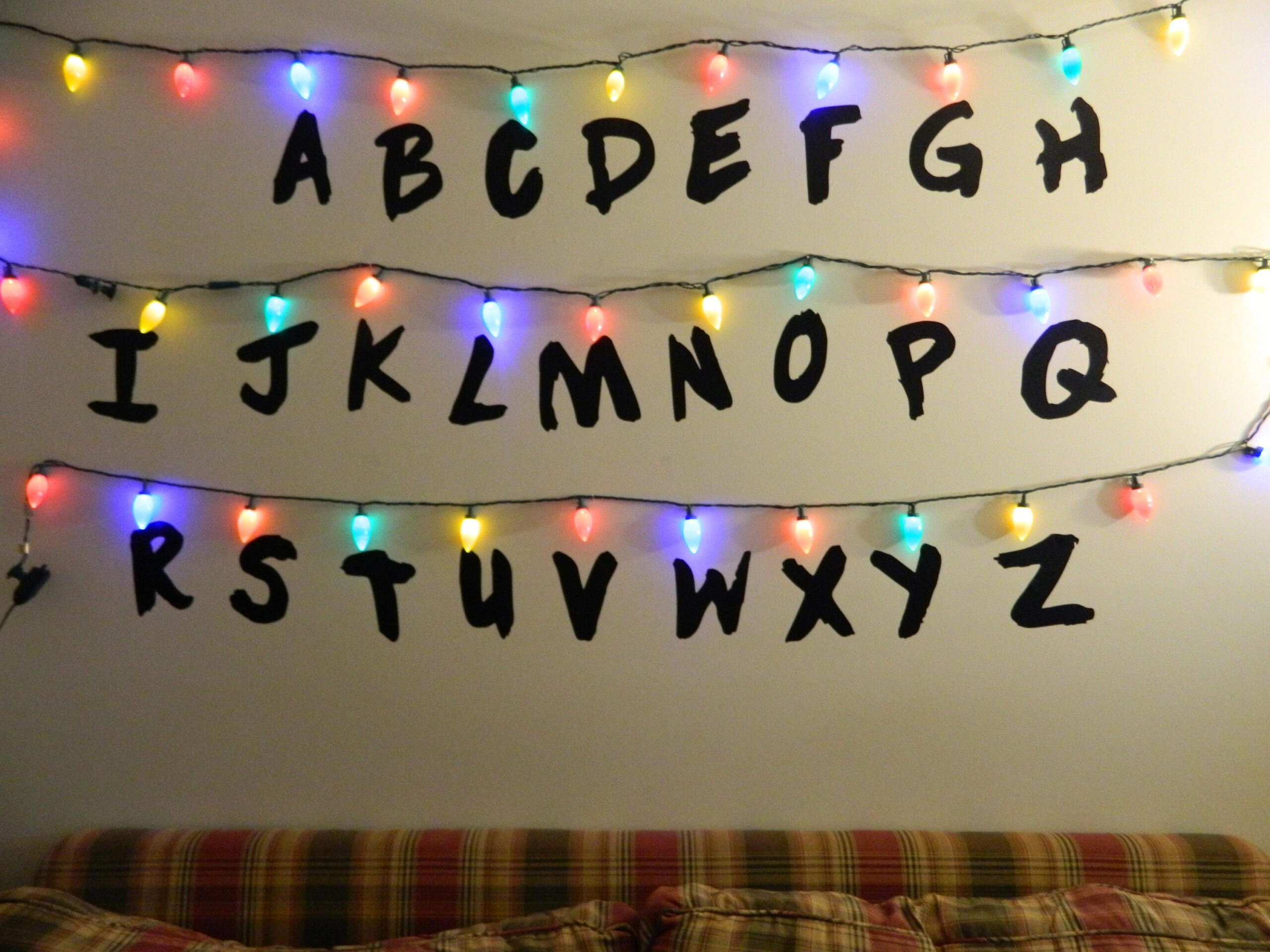 Stranger Alphabet Wall Led Christmas Lights Letters Vinyl throughout Christmas Lights Alphabet