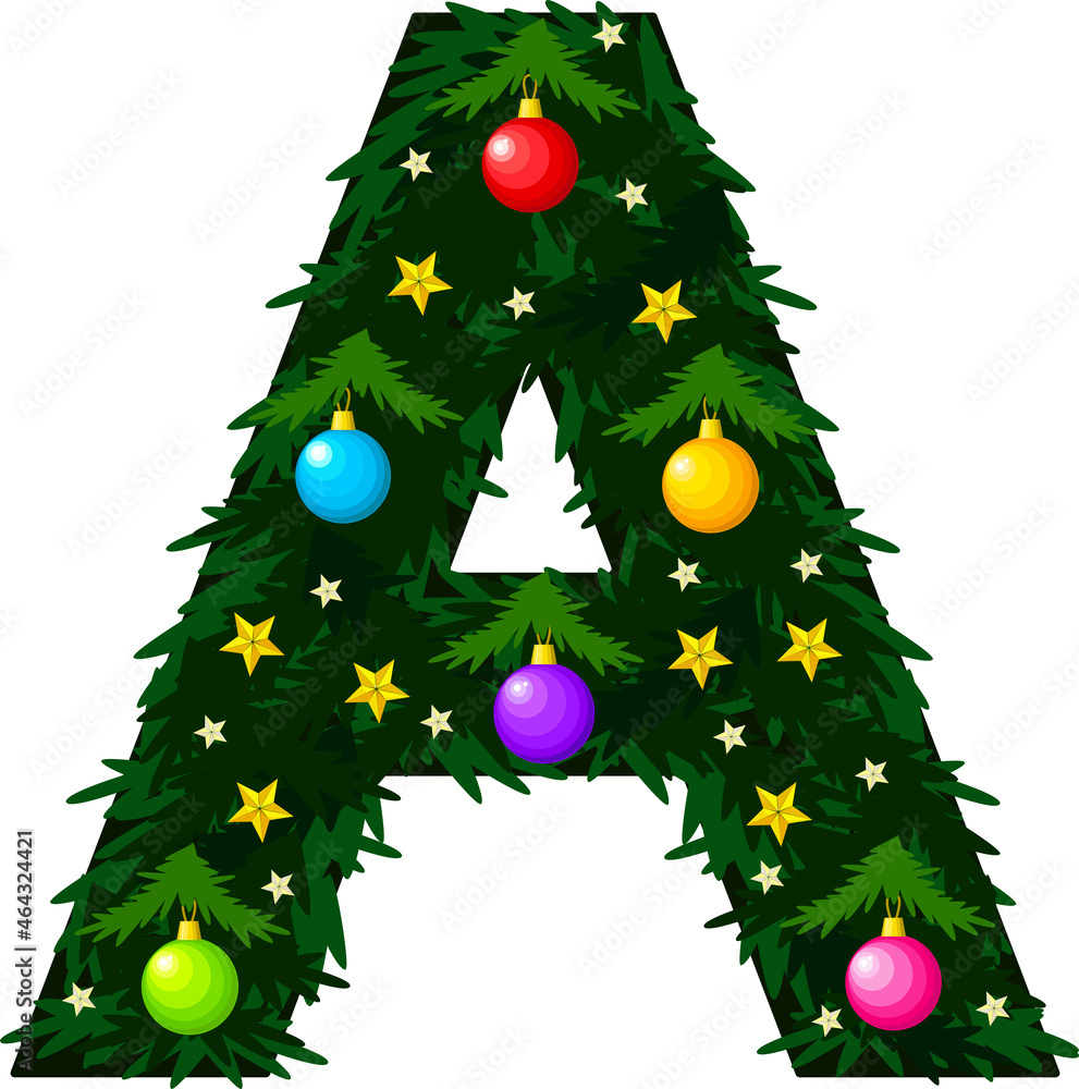 The Letter A. Winter Alphabet. The Font Is Made In The Form Of A in Christmas Tree Alphabet