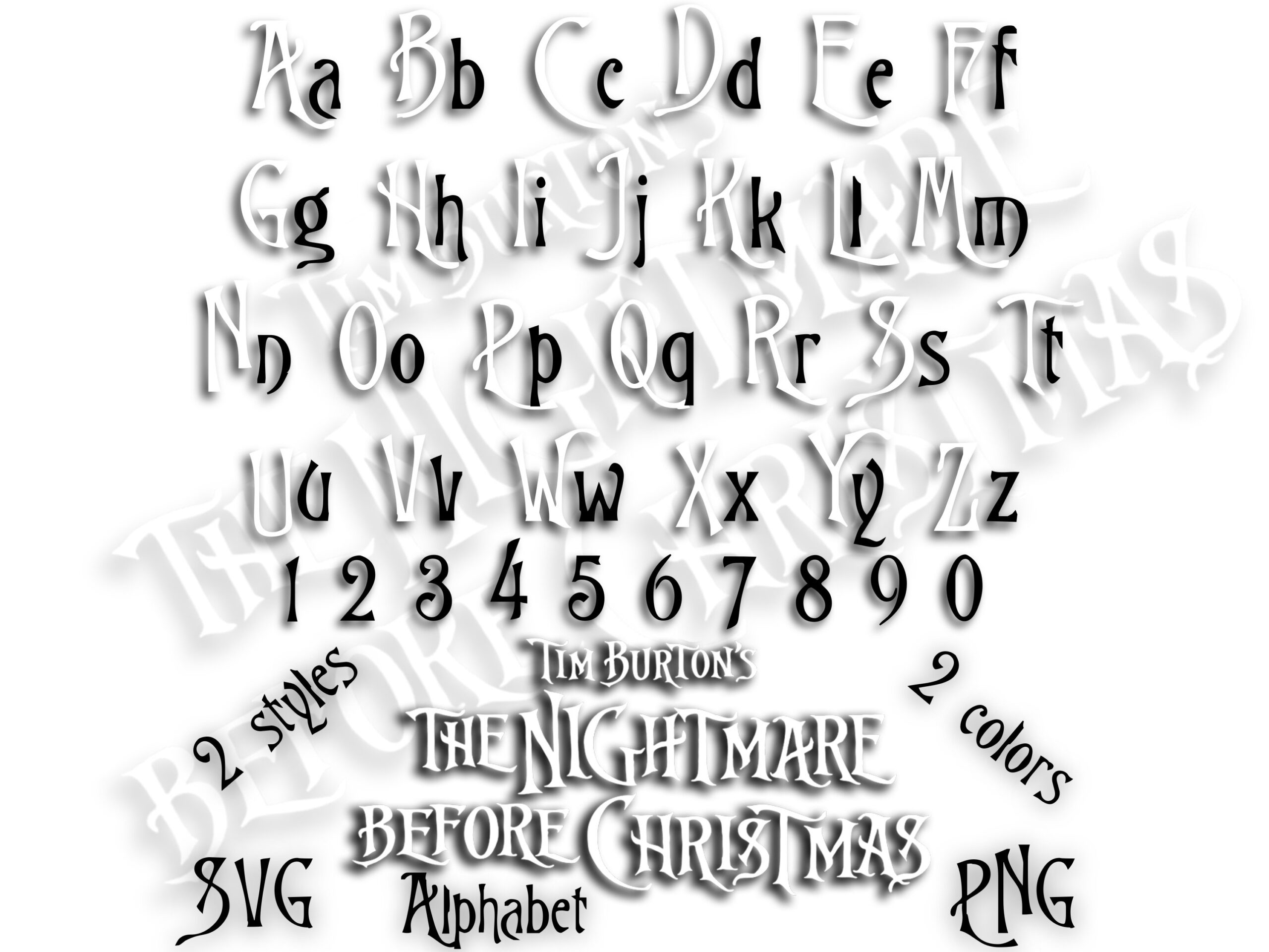 Tim Burtons The Nightmare From Christmas Alphabet Schrift for Nightmare Before Christmas Alphabet