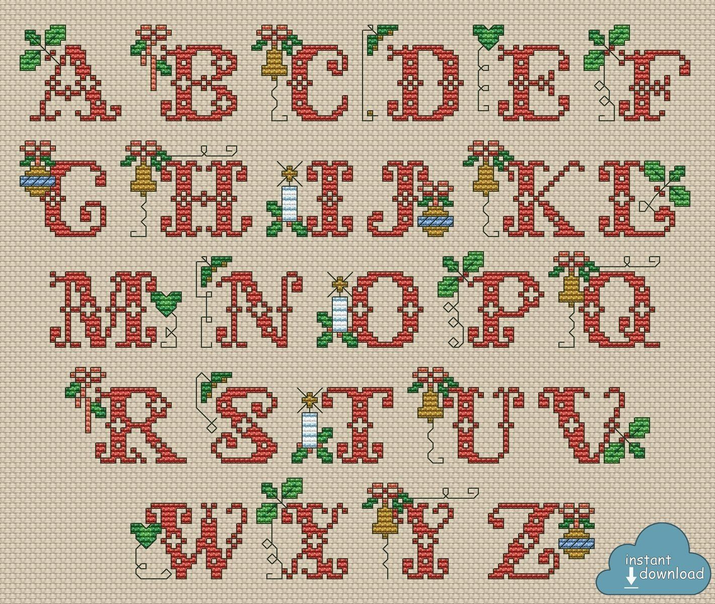 Traditional Christmas Abc Cross Stitch Chart Pdf + Xsd with Free Christmas Cross Stitch Alphabet Patterns