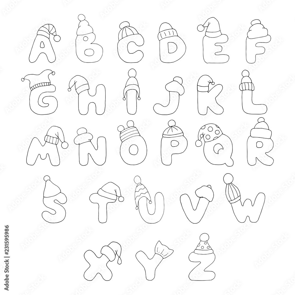 Vector Letters Of The English Alphabet A-Z In Winter Christmas pertaining to Christmas Alphabet A-Z