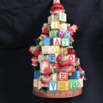 Vintage Old Santa Christmas Tree Resin 12 Inches Tall Abc Alphabet With Regard To Alphabet Block Christmas Tree