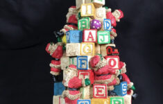 Vintage Old Santa Christmas Tree Resin 12 Inches Tall Abc Alphabet with regard to Alphabet Block Christmas Tree