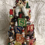 Vtg Alphabet Block Christmas Tree Centerpiece Miniature Regarding Alphabet Block Christmas Tree