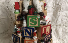 Vtg Alphabet Block Christmas Tree Centerpiece Miniature regarding Alphabet Block Christmas Tree
