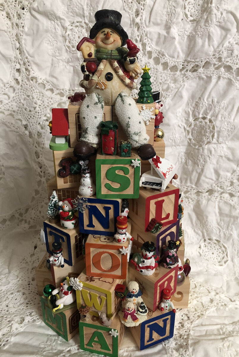 Vtg Alphabet Block Christmas Tree Centerpiece Miniature regarding Alphabet Block Christmas Tree