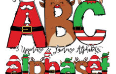 Weihnachten Doodle Buchstaben, Santa Sublimation Schriftart, Xmas throughout Christmas Letter Alphabet