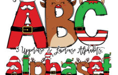 Weihnachten Doodle Buchstaben, Santa Sublimation Schriftart, Xmas within Alphabet Christmas Letters