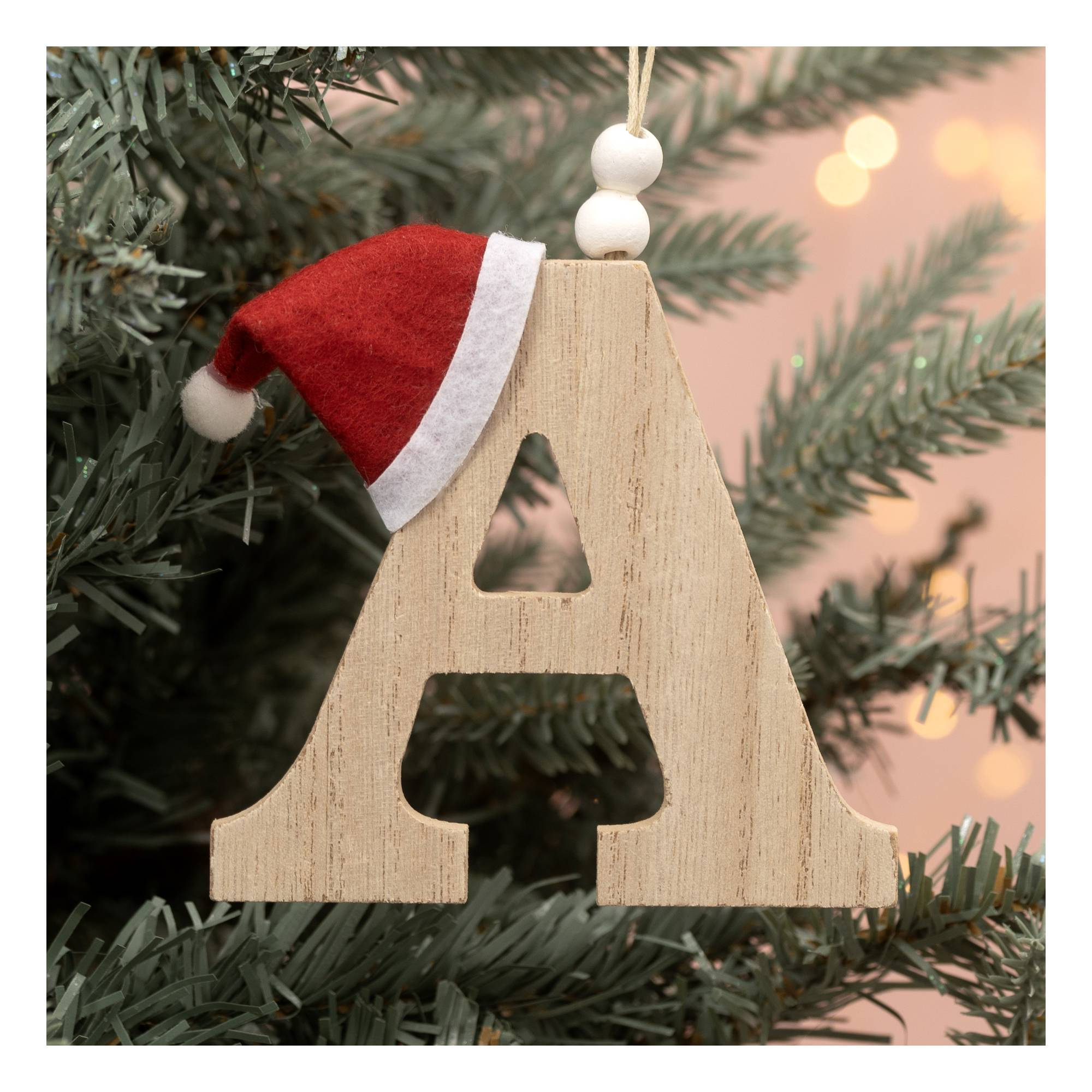 Wooden Hanging Christmas Letter A 9Cm | Hobbycraft with regard to Alphabet Letters For Christmas Tree